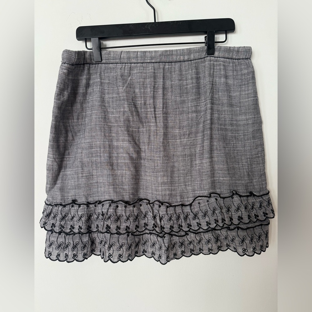 Vintage Y2K Max Studio Cottagecore Eyelet Dark Academia Fully Lined Ruffle Skirt - Picture 9 of 12